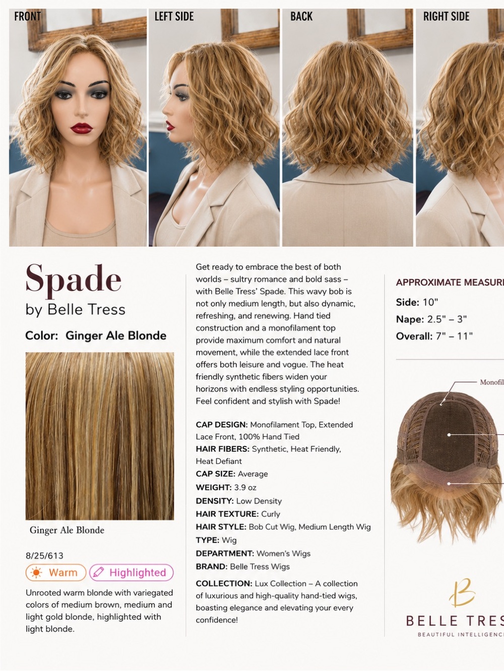 Belle Tress Spade in Ginger Ale Blonde—LUXE Collection
